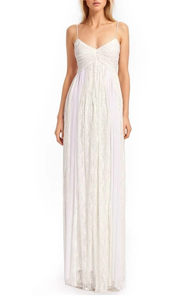 Jewel Badgley Mischka Shirred Gown In Ivory