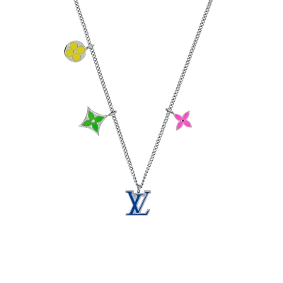 Pre-owned Jewelry X Louis Vuitton Necklace Chain Monogram Silver Lv Logo M01125