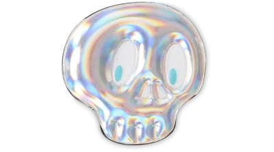 Jibbitz Iridescent Skull In White