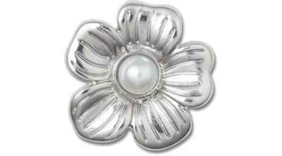 Jibbitz Silver Monochrome Daisy 2 In White