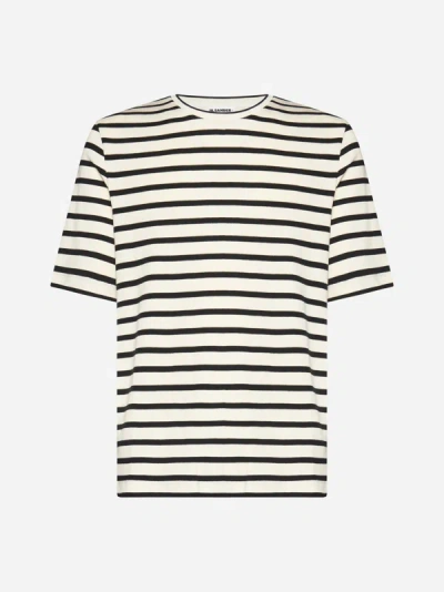 Jil Sander+ Striped Cotton T-shirt In Ivory,blue