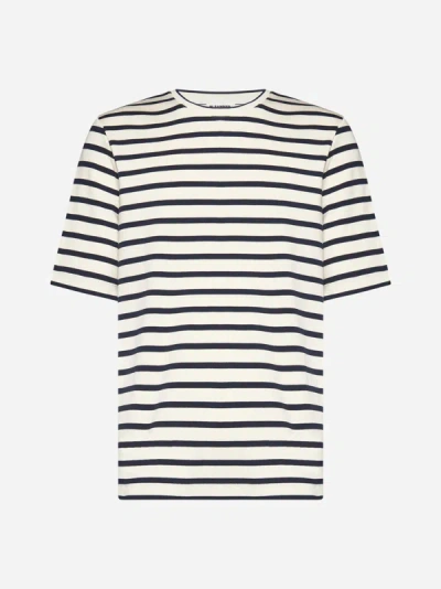 Jil Sander+ Striped Cotton T-shirt In Ivory,blue
