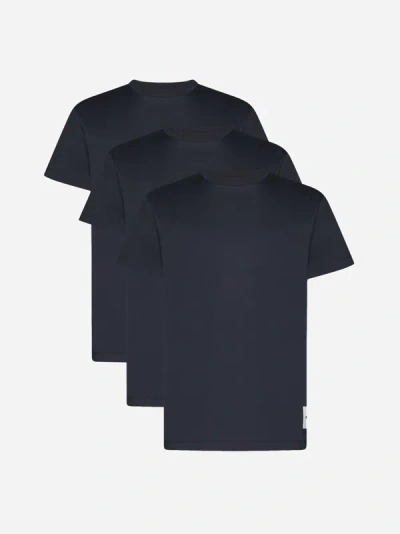 Jil Sander 3 Pack Cotton T-shirt In Dark Blue
