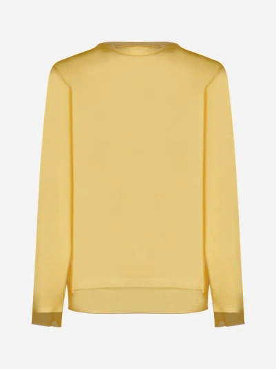 Jil Sander Back Logo Double Layer T-shirt In Mango,cream