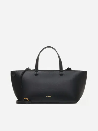 Jil Sander Bateau Leather Small Bag In Black