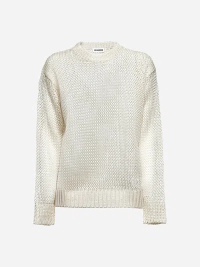 Jil Sander Beige Silk Crewneck Sweater