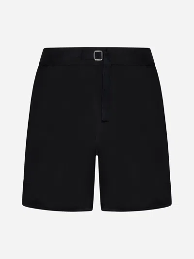 Jil Sander Belted Viscose Shorts In Black
