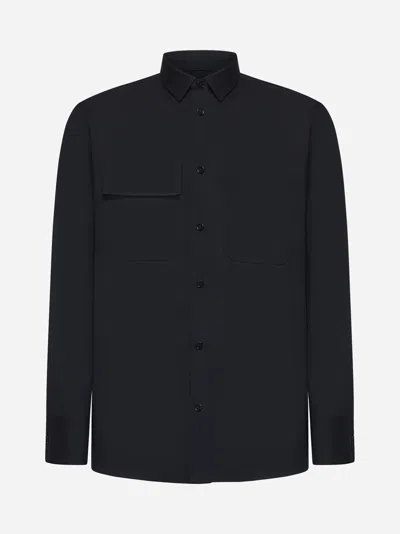Jil Sander Blue Wool Gabardine Shirt