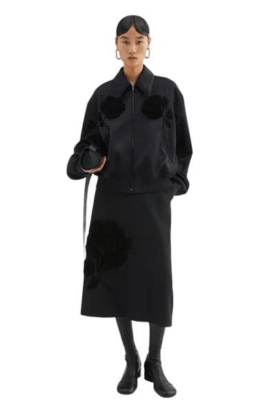 Jil Sander Bomber Floral Relieve Black