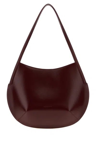 Jil Sander Brick Leather Kante Shoulder Crossbody Handbag In Burgundy