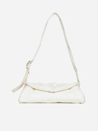 Jil Sander Cannolo Foldover Large Shoulder Bag In Eggshell