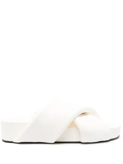 Jil Sander Cross-strap Flat Sandals In White