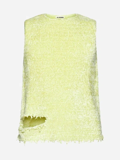 Jil Sander Cut-out Silk-blend Knit Tank Top In Lime Green