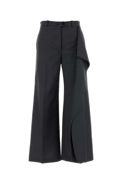 Jil Sander Dark Grey Wool Blend Wide-leg Pants For Women In Black