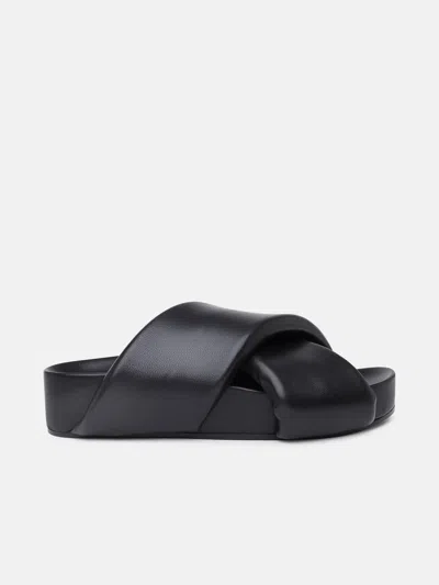 Jil Sander Flip Flops In Black Leather