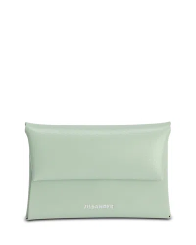Jil Sander Folded Leather Coin Purse In Green
