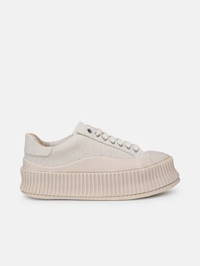 Jil Sander Ivory Cloth Sneakers In Cream