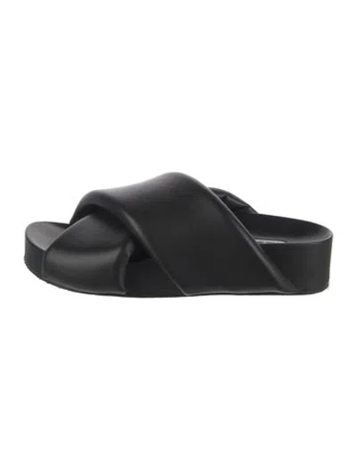 Pre-owned Jil Sander Leather Slides In Black