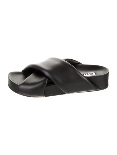 Pre-owned Jil Sander Leather Slides In Black