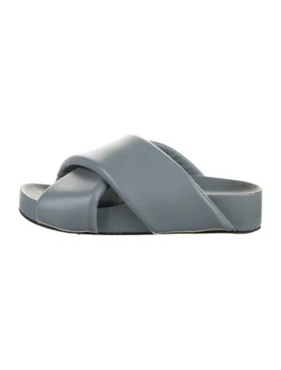 Pre-owned Jil Sander Leather Slides In Blue
