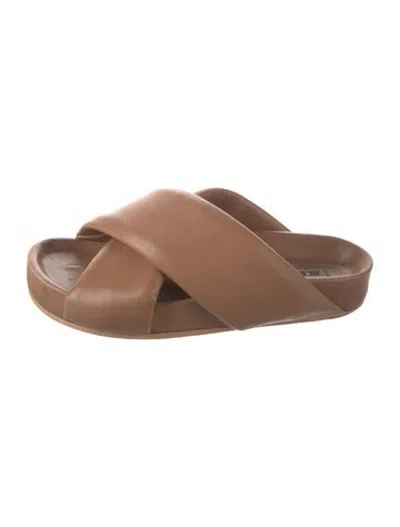 Pre-owned Jil Sander Leather Slides In Brown