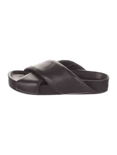 Pre-owned Jil Sander Leather Slides In Brown