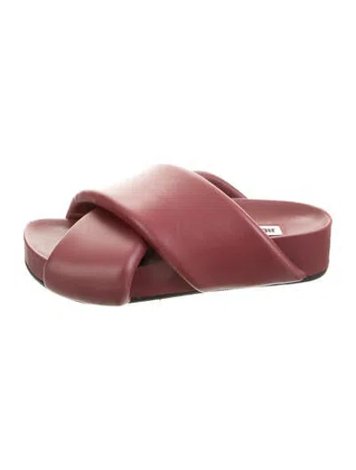 Pre-owned Jil Sander Leather Slides In Burgundy