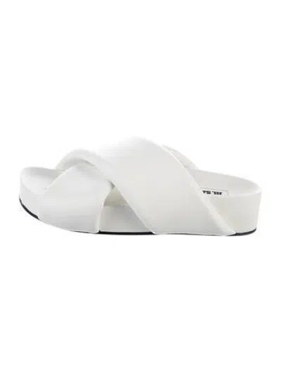 Pre-owned Jil Sander Leather Slides In White
