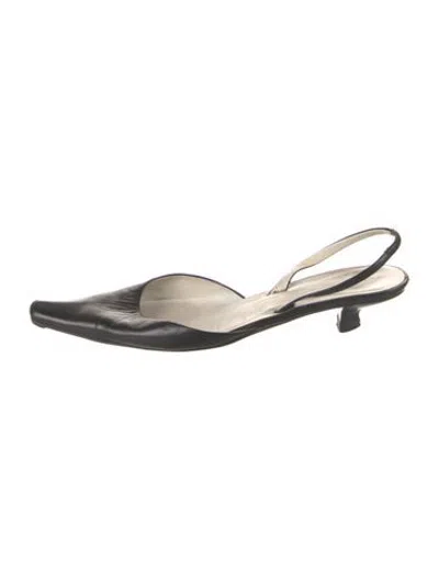Pre-owned Jil Sander Leather Slingback Pumps In Black