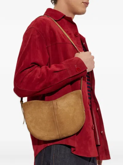 Jil Sander Medium Foro Suede Messenger Bag In Nude