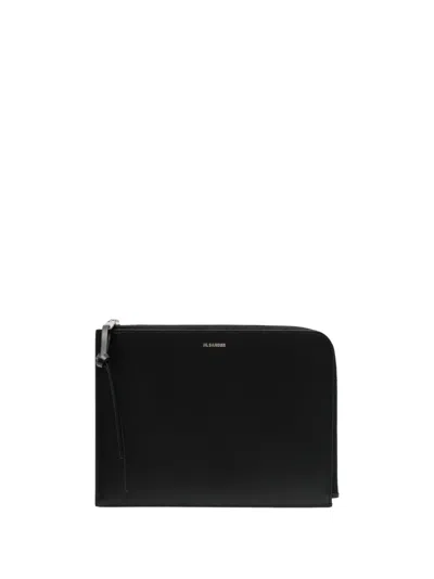 Jil Sander Medium Logo-lettering Leather Cardholder In Black