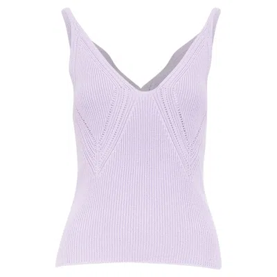 Pre-owned Jil Sander Pointelle Ribbed Knit Tank Top In Purple