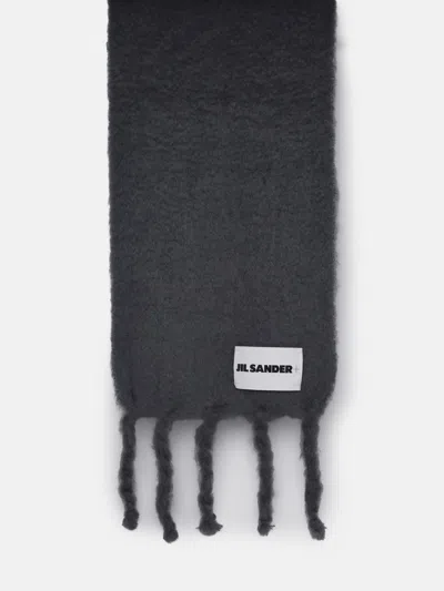 Jil Sander Sciarpa Logo In Grey