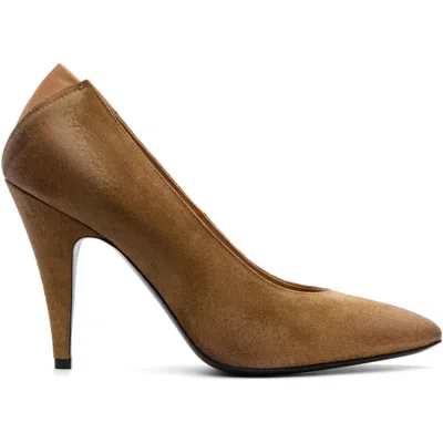 Jil Sander Tan Suede Pump Heels In 243 Walnut