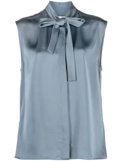 Jil Sander Tie-fastening Sleeveless Blouse In Blue