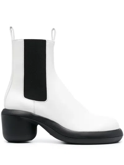 Jil Sander Two-tone Leather Chelsea Boots In Weiss