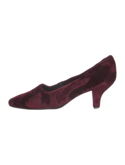 Pre-owned Jil Sander Velvet Printed Pumps In Burgundy