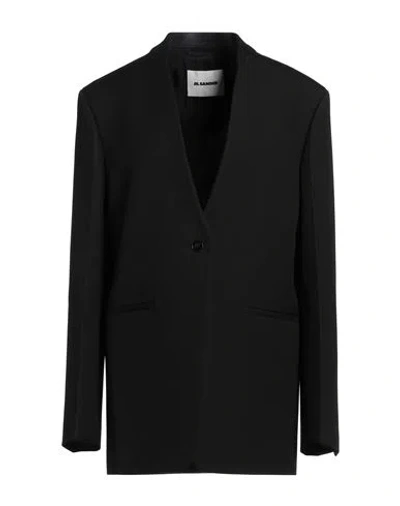 Jil Sander Woman Blazer Black Size 4 Virgin Wool, Polyamide