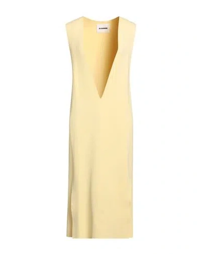 Jil Sander Woman Midi Dress Yellow Size 4 Viscose, Polyamide, Polyester, Elastane