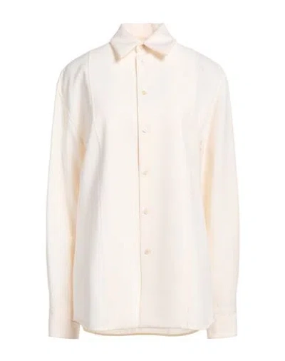 Jil Sander Woman Shirt Cream Size 10 Virgin Wool In White