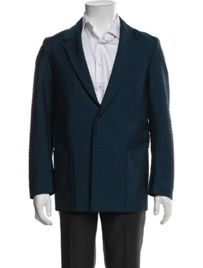 Pre-owned Jil Sander Wool Patterned Blazer In Blue