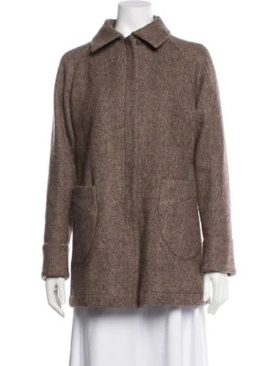 Pre-owned Jil Sander Wool Tweed Pattern Coat In Brown