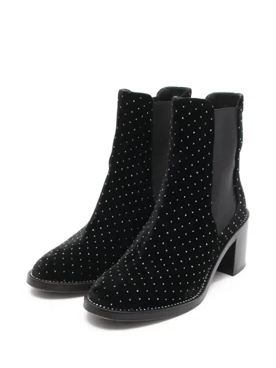Pre-owned Jimmy Choo 2000s Velvet Boots In Black