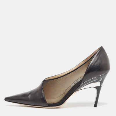 Pre-owned Jimmy Choo Black Leather Pointed Toe Pumps Size 41