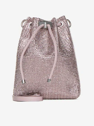 Jimmy Choo Bon Bon Rhinestone Satin Mini Bucket Bag In Metallic