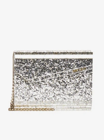 Jimmy Choo Candy Glitter Acrylic Clutch Bag In Metallic