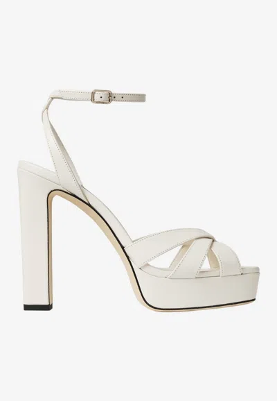 Jimmy Choo Kove 120 Nappa Leather Platform Sandals In White