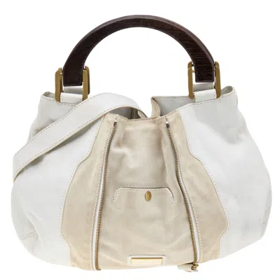 Jimmy Choo Leather And Suede Maia Hobo In White