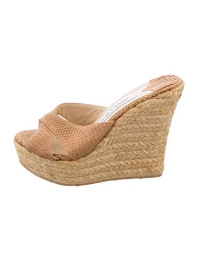 Pre-owned Jimmy Choo Leather Animal Print Espadrilles In Neutrals