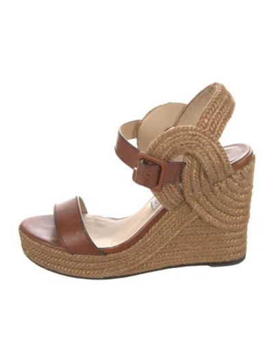 Pre-owned Jimmy Choo Leather Espadrilles In Brown